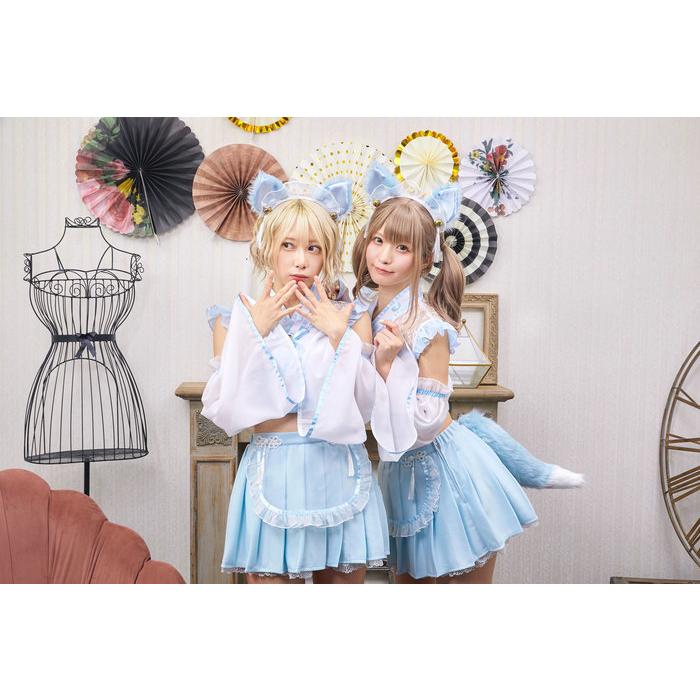 SugarWhip 狐巫女メイド 水色 和風コスチューム コスチューム コスプレ