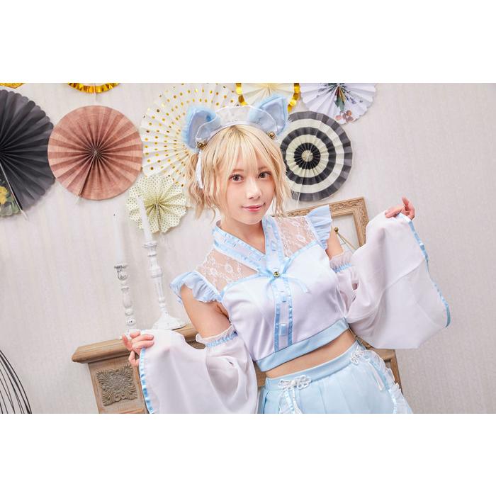 SugarWhip 狐巫女メイド 水色 和風コスチューム コスチューム コスプレ