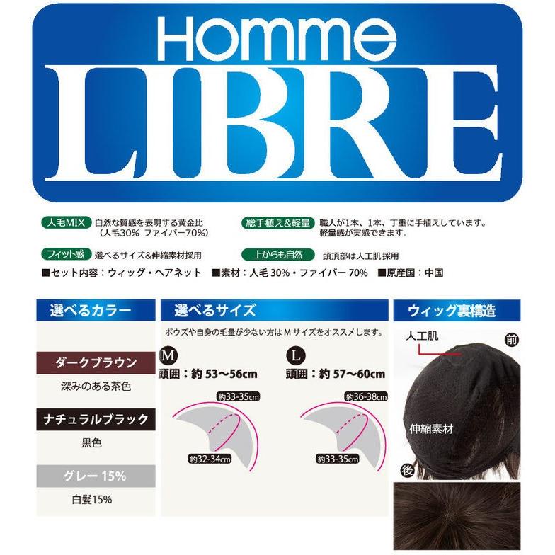 J-0618 ベーシックスタイル L ダークブラウン メンズウィッグ