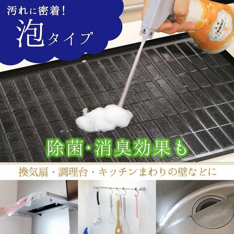 激落ちくん レック LEC キッチン クリーナー 泡スプレー (除菌＋消臭) 380ml 換気扇 レンジの油汚れに (オレンジオイル配合) C00065｜arune｜02