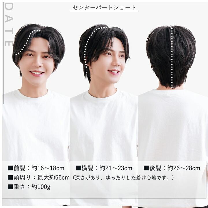 メンズウィッグ 男性用かつら フルウィッグ かつら「センターパート