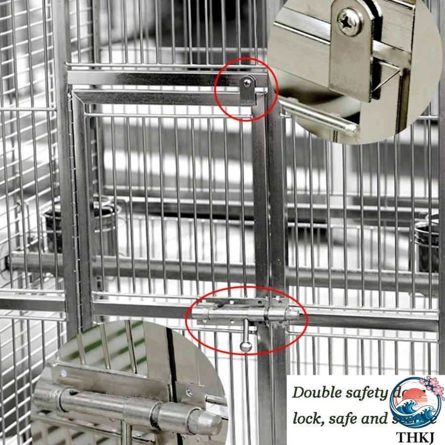 鳥かご ケージ 豪華な大型オウムケージ 304ステンレス鋼の鳩の檻 THKJ キャスター付きの移動可能な動物の別荘 45*45 使いやすい お手入れ簡単 快適 おすすめの画像