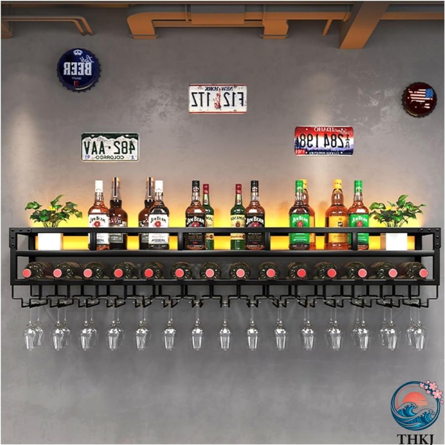 ワインラック 酒棚 ワインセラー ボトルスタンド 赤ワイン収納 おしゃれラック THKJ ワイン保存ワインバーキャビネット お 壁掛け ワイングラスホルダーの画像
