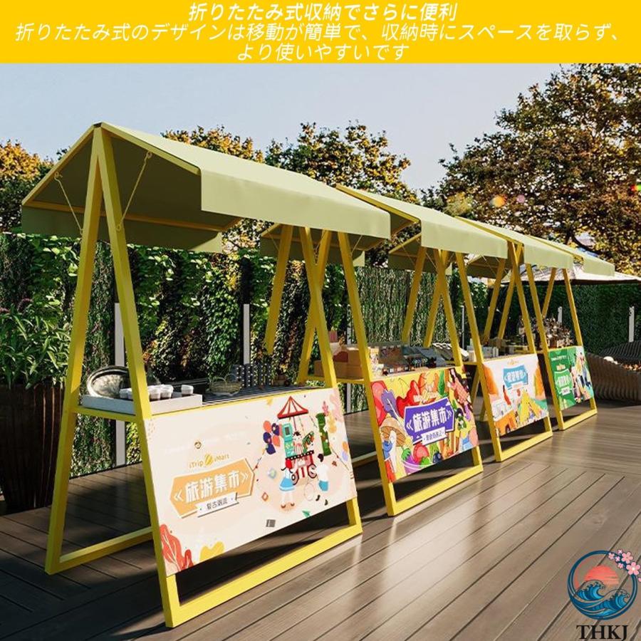屋台ブース 折りたたみ式屋台セット 鉄製 耐荷重250kg 幅150 THKJ 200×奥行100×高さ220cm 大容量 コンパクト設計 仮設ディスプレイスタンド 店頭販売_3