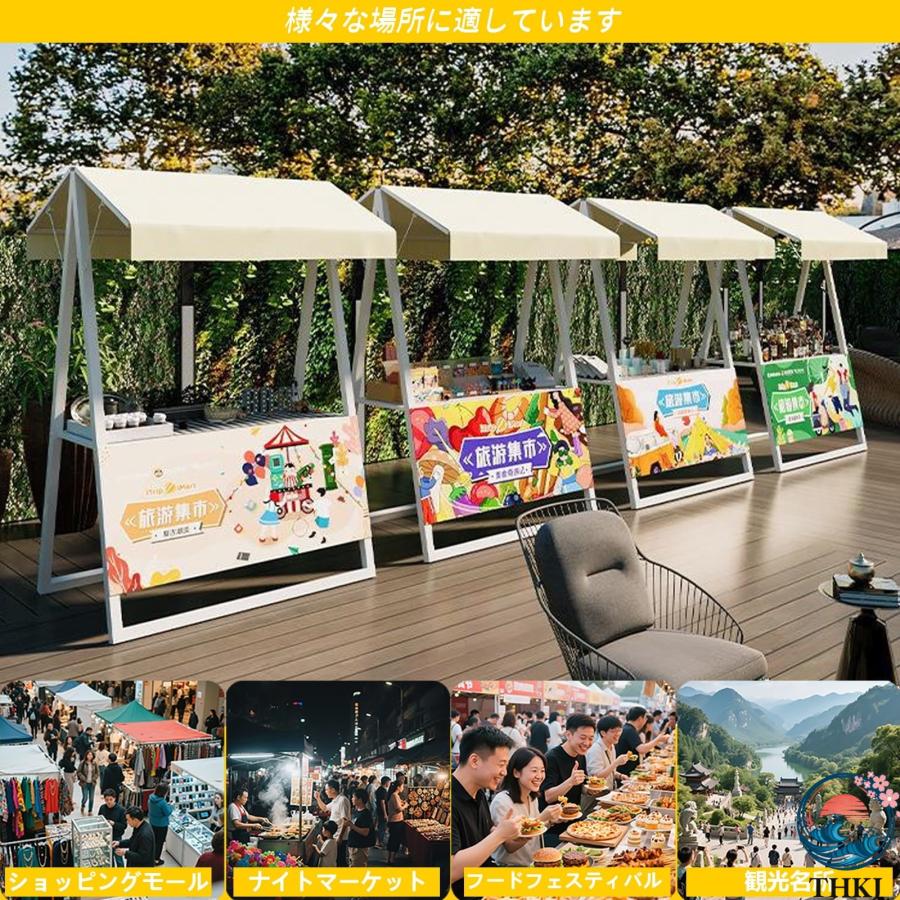 屋台ブース 折りたたみ式屋台セット 鉄製 耐荷重250kg 幅150 THKJ 200×奥行100×高さ220cm 大容量 コンパクト設計 仮設ディスプレイスタンド 店頭販売_5