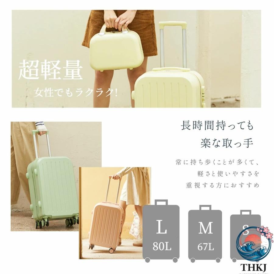 スーツケース Sサイズ 機内持込 キャリーケース キャリーバッグ 軽量 THKJ かわいい オシャレ ダイヤルロック ダブルキャスター ファスナータイプ 海外の画像
