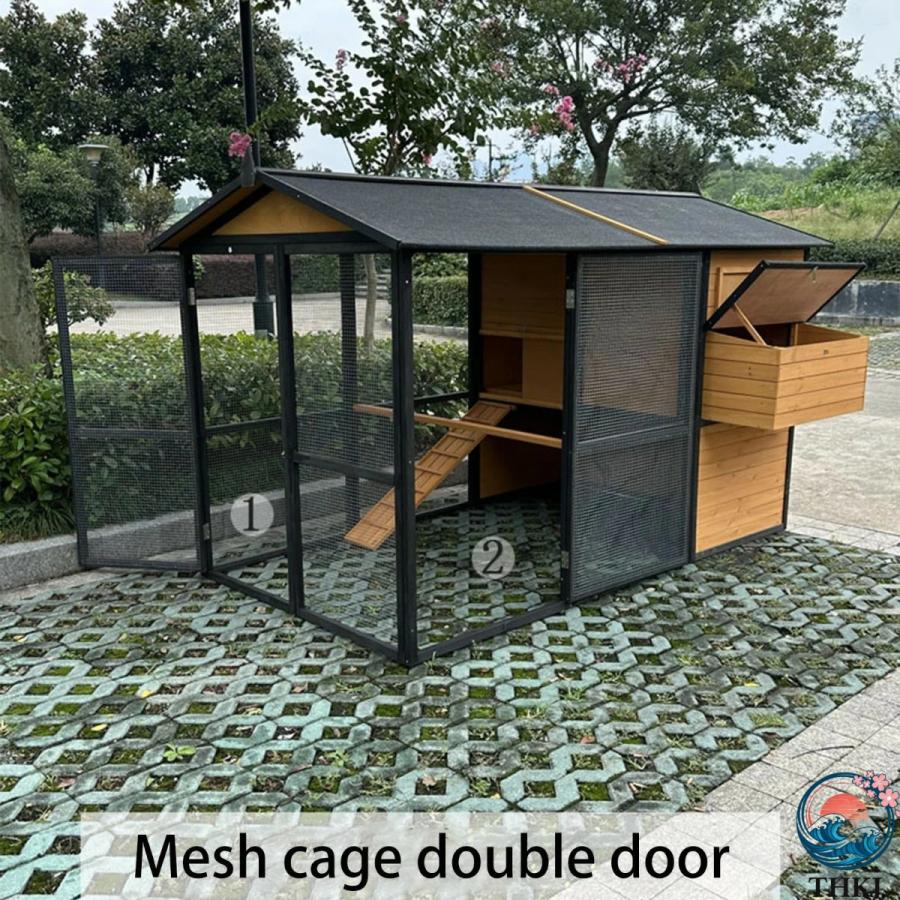 大型鶏小屋 木製鶏舎 換気ドア付き屋外ウサギ小屋 THKJ 取り外し可能なトレイとスロープ付き鶏小屋 使いやすい 便利 多用途 おすすめ 毎日に役立つ 人気_3