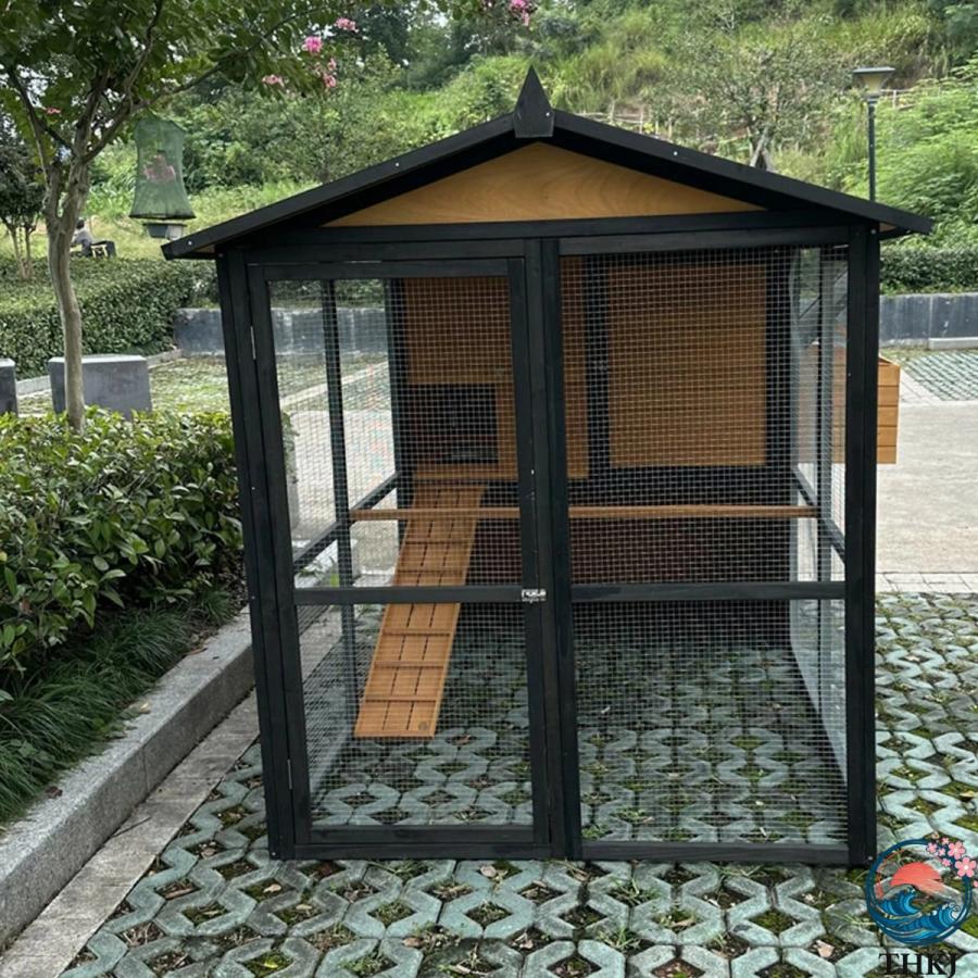 大型鶏小屋 木製鶏舎 換気ドア付き屋外ウサギ小屋 THKJ 取り外し可能なトレイとスロープ付き鶏小屋 使いやすい 便利 多用途 おすすめ 毎日に役立つ 人気_4