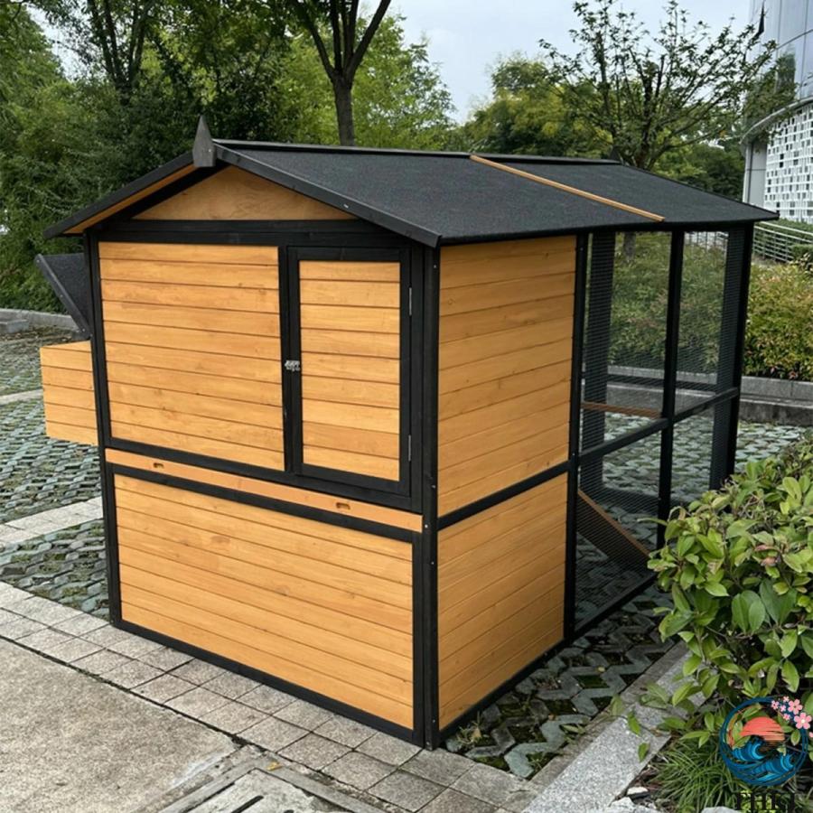 大型鶏小屋 木製鶏舎 換気ドア付き屋外ウサギ小屋 THKJ 取り外し可能なトレイとスロープ付き鶏小屋 使いやすい 便利 多用途 おすすめ 毎日に役立つ 人気_5