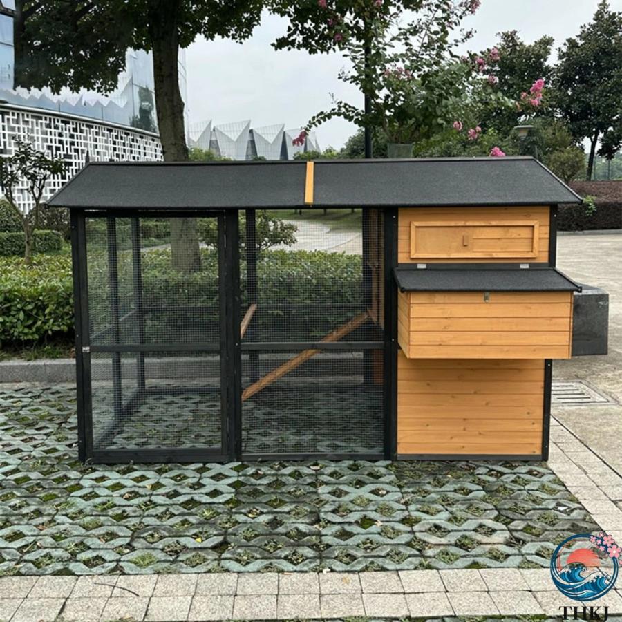 大型鶏小屋 木製鶏舎 換気ドア付き屋外ウサギ小屋 THKJ 取り外し可能なトレイとスロープ付き鶏小屋 使いやすい 便利 多用途 おすすめ 毎日に役立つ 人気_6