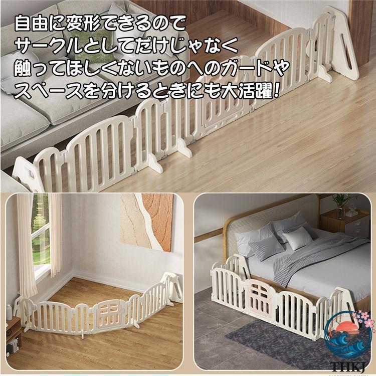キッズパーテーション ベビーゲート テレビ 360cm 260cm ベビーサークル THKJ ワイド ベビーガード 置くだけ 自立式 ドア付き 柵 簡単設置 遊びやすい_1