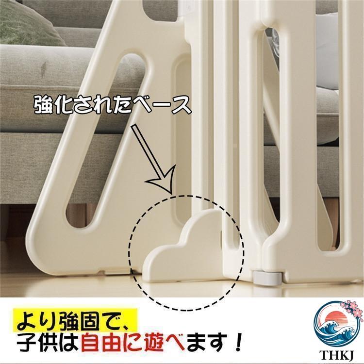 キッズパーテーション ベビーゲート テレビ 360cm 260cm ベビーサークル THKJ ワイド ベビーガード 置くだけ 自立式 ドア付き 柵 簡単設置 遊びやすい_6