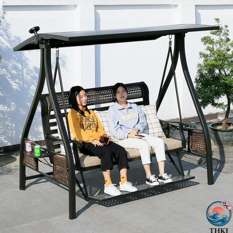 ガーデン ブランコ 屋外 二人乗り おしゃれ シェード付き ぶらんこ THKJ 日よけ 公園 庭遊び スイング ガーデンベンチ 屋根付き 家庭用 ガ 園芸に便利の画像