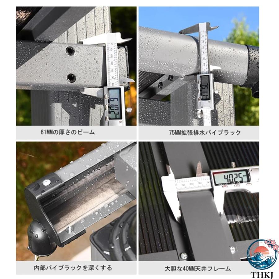 屋外パーゴラ アルミフレームパティオパビリオン 屋外ポリカーボネートガゼボ THKJ アルミパーゴラパティオ デッキ ポーチ 庭 芝生用 園芸に便利 作業しやすいの画像