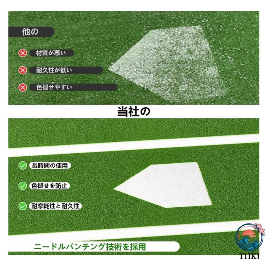 野球バッターマット 大型 野球練習マット 高密度人工芝 THKJ 野球バッティングマット 野球トレーニングマット 打撃練習 滑りにくく持ち運び 園芸に便利の画像