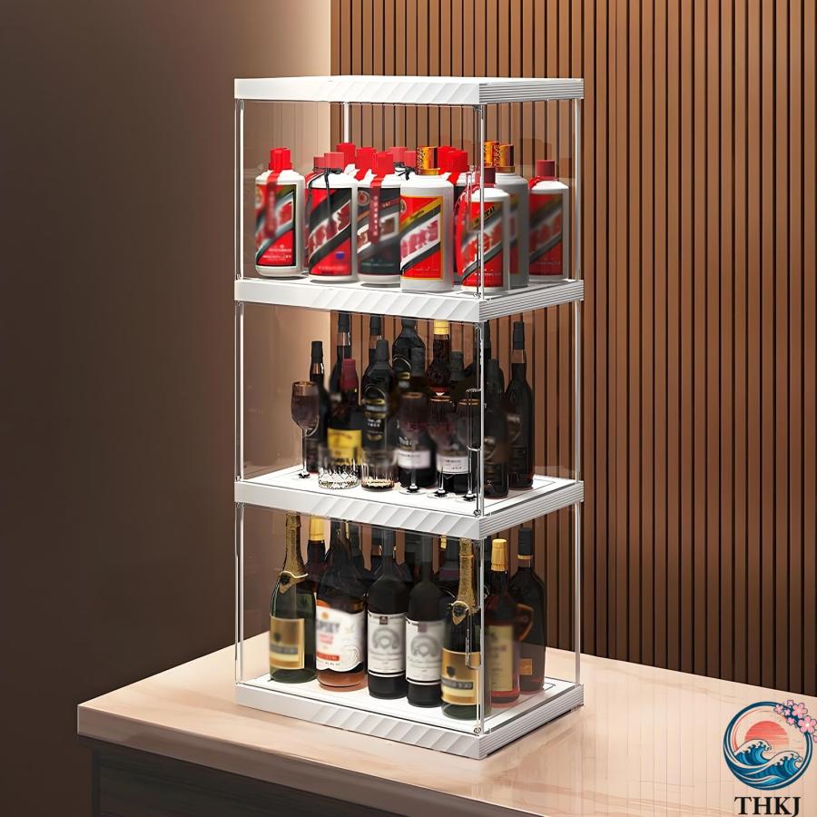 ウイスキー 棚 酒棚 ディスプレイ 収納 4面透明デザイン 多層収納 厚手