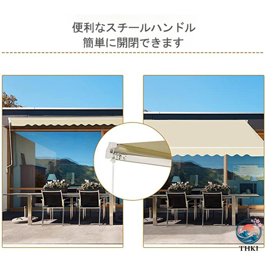 アウトドアオーニングアルミ合金日よけベランダガーデンパラソル 風に強い雨 THKJ オーニングシェード庭の日よけ折りたたみマニュアル中庭 オプションで長さ2_12