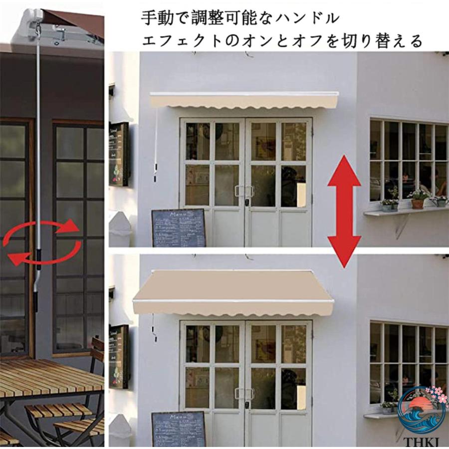 アウトドアオーニングアルミ合金日よけベランダガーデンパラソル 風に強い雨 THKJ オーニングシェード庭の日よけ折りたたみマニュアル中庭 オプションで長さ2_14