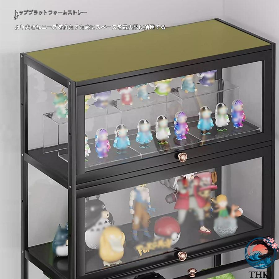 アクリル製ディスプレイキャビネット 四面透明 竹枠+アクリル 気密性と