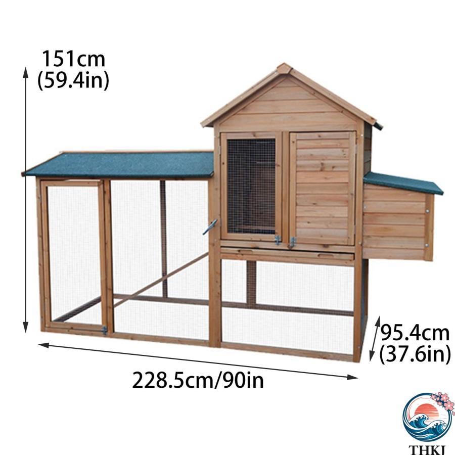 木製ウサギ小屋 取り外し可能なトレイとラン付きの大型ウサギケージ THKJ 小動物モルモット用の屋外鶏舎 使いやすい お手入れ簡単 快適 ペットも快適の画像