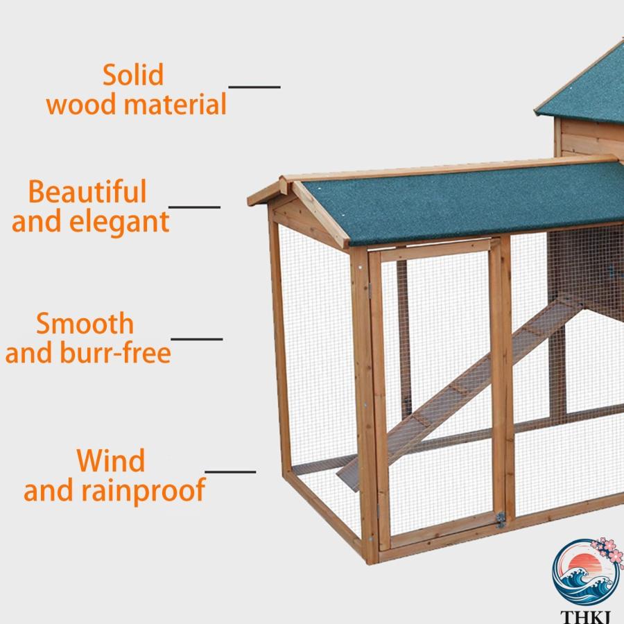 木製ウサギ小屋 取り外し可能なトレイとラン付きの大型ウサギケージ THKJ 小動物モルモット用の屋外鶏舎 使いやすい お手入れ簡単 快適 ペットも快適の画像