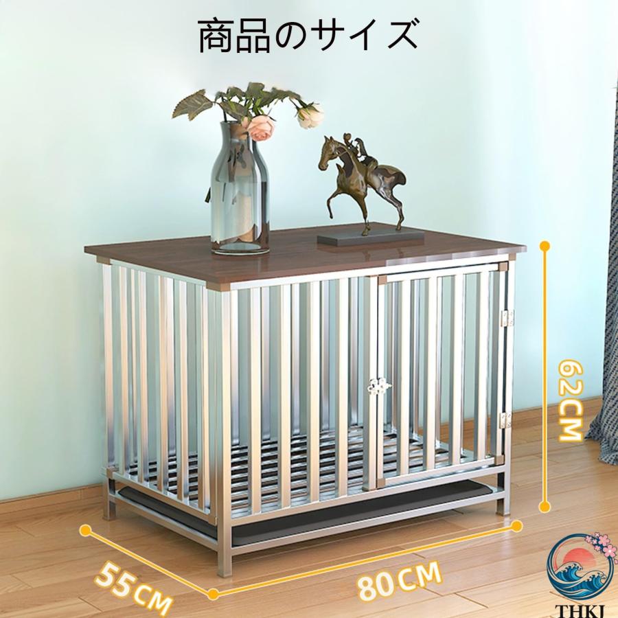 大型犬ゲージ ペットケージ 犬ケージ 屋根付き 無垢材素材 ステンレスケージ THKJ 犬 頑丈で耐久性があり 大型犬用ケージ 中型犬用ゲージ ペットサークルの画像