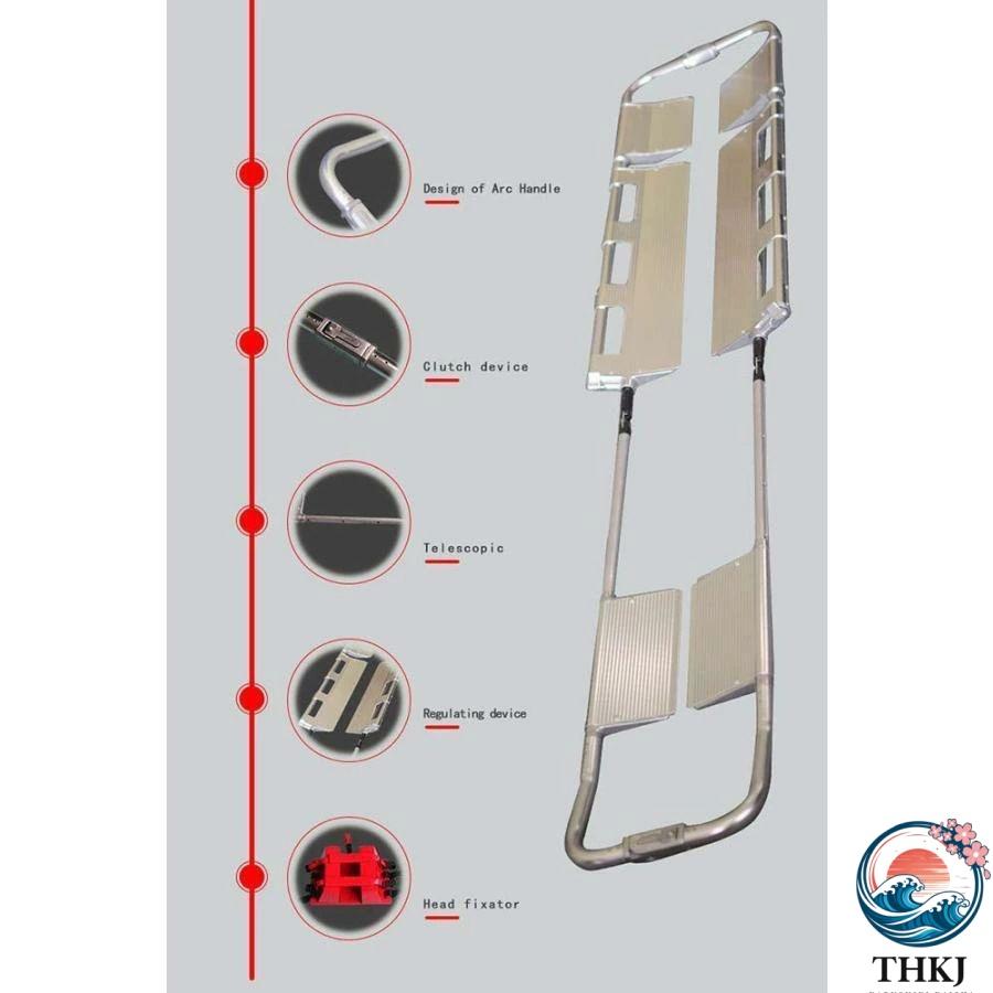 医療用緊急ストレッチャー THKJ アルミニウム合金伸縮式脊椎ボードストレッチャー固定キット軽量スクープタイプの患者移送 快適 使いやすい 毎日のケアにの画像