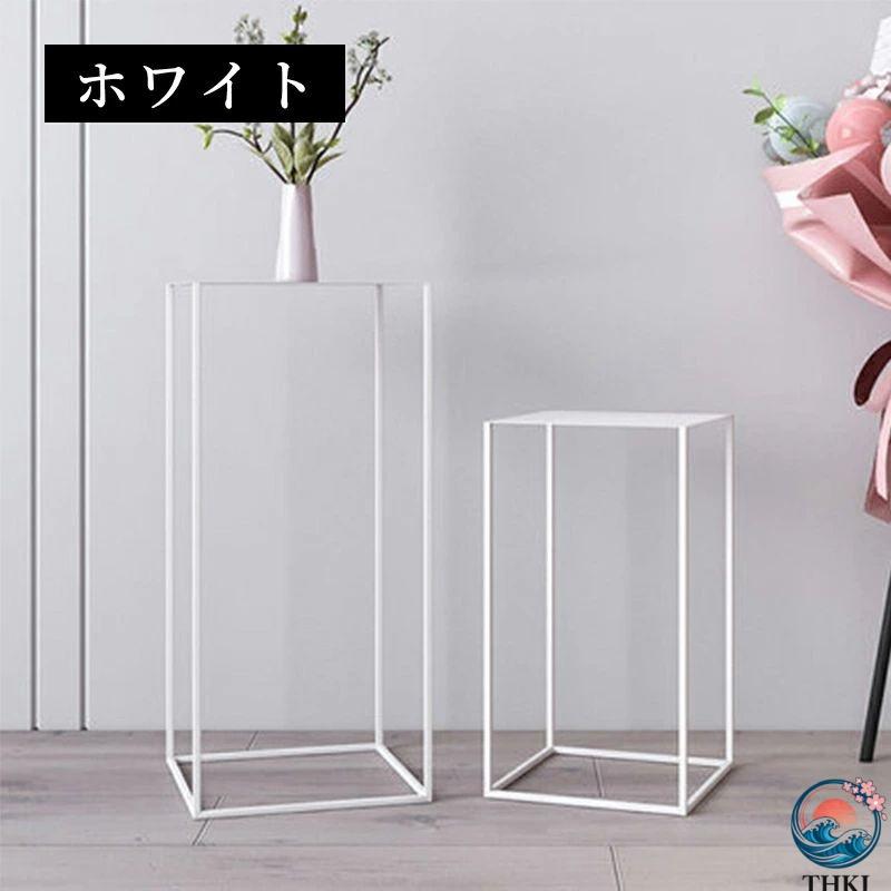 スチール製 ディスプレイラック サイドテーブル 高さ54cm 74cm THKJ 置物スタンド 壁寄せラック インテリア展示台 マットブラック シンプルデザ おしゃれの画像
