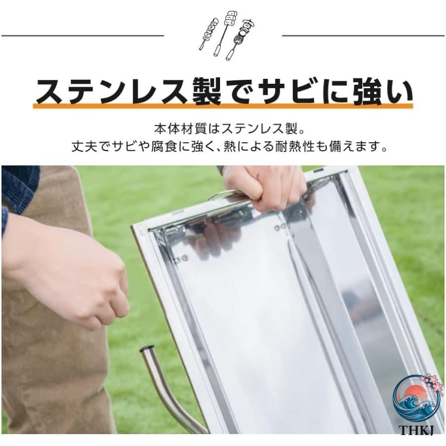 バーベキューコンロ 折りたたみ bbq コンロ バーベキューグリル コンパクト THKJ 軽量 幅73.5cm 大人数 持ち運び便利 BBQグリル 焼き台 アウトドア レジャーの画像