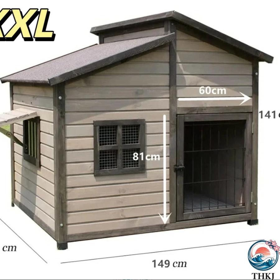 無垢材の犬小屋 屋外の木造犬小屋 THKJ 大型犬小屋 屋外防水犬小屋 L 使いやすい お手入れ簡単 快適 ペットも快適 おすすめ 人気 省スペース 収納しやすいの画像