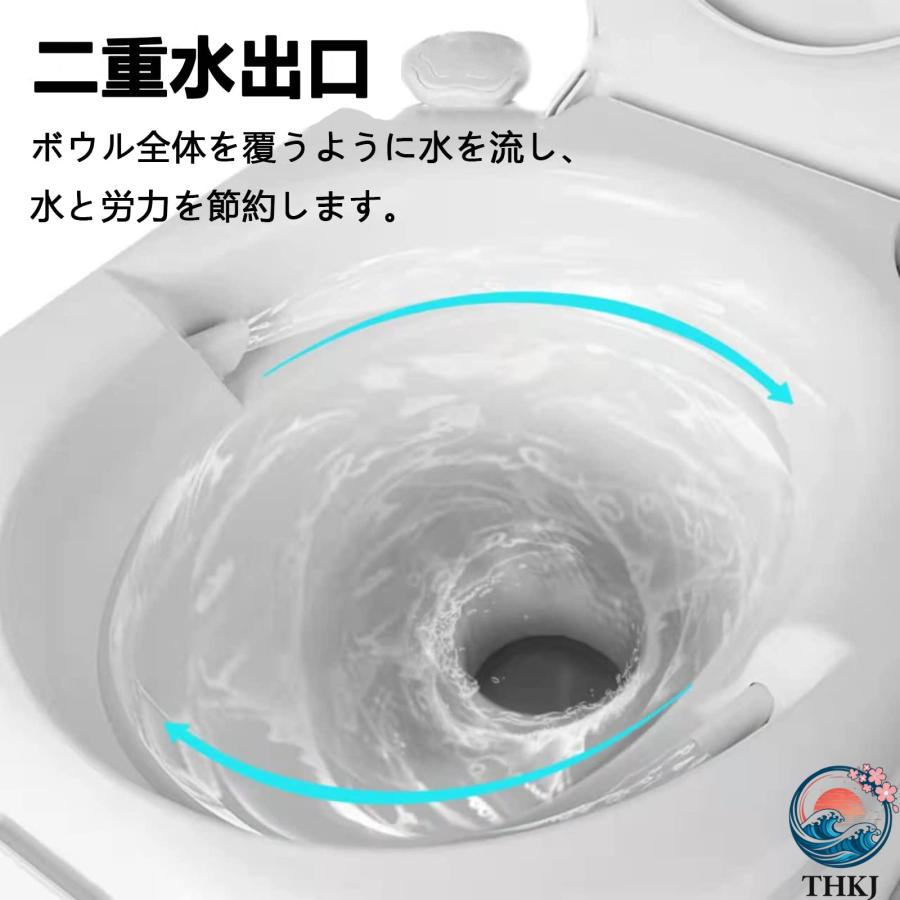 ポータブル水洗トイレ 簡易トイレ 20L(水洗タンク 24L(汚水タンク 介護用 THKJ 非常用 災害用 防災 携帯トイレ シングル水出口 ベローズポンプ式 持ち運び簡単の画像