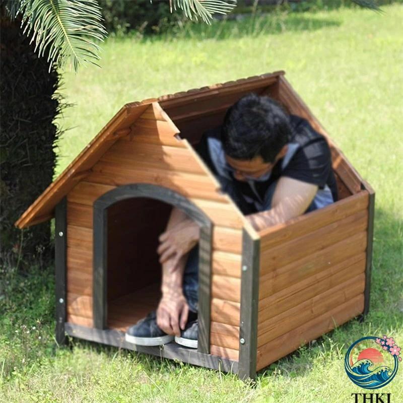 犬小屋 ペット犬小屋 木製ペット犬小屋 屋外 耐候性 THKJ 防水 ペットハウス 天然木製犬小屋 床上げ式 使いやすい お手入れ簡単 快適 ペットも快適 おすすめ_4