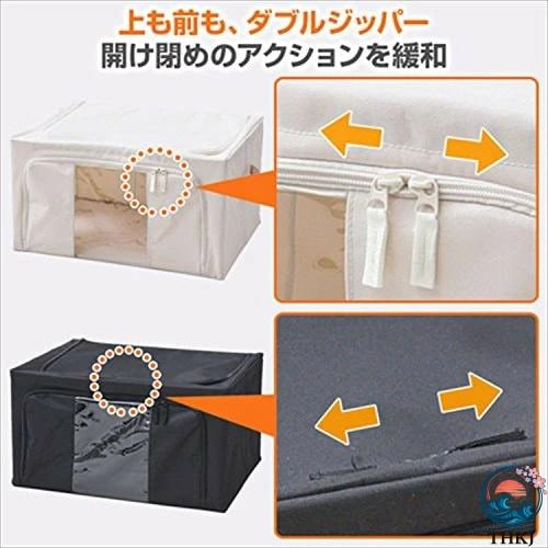 収納ケース 2個組 上からも手前からも取り出せる 中身が見やすい THKJ 補強ワイヤー底板入りで型崩れしにくい 積み重ねOK 折りたたみ 幅50奥行38.5高さ28cmの画像