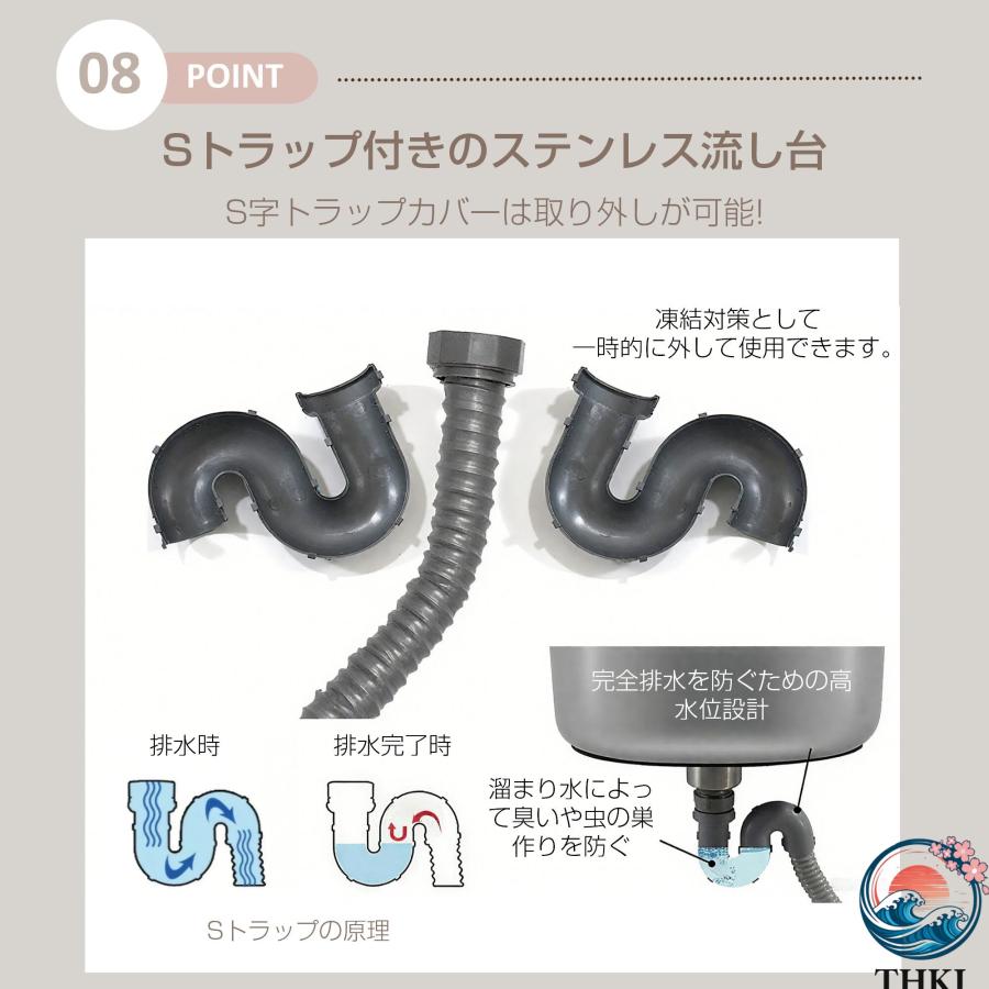 流し台 屋外 ステンレス 水栓付 蛇口付き シンク アウトドア 幅広 THKJ 水栓付き キッチン 屋外用 ステンレス流し台 ステンレスキッチン 使いやすい 時短調理の画像
