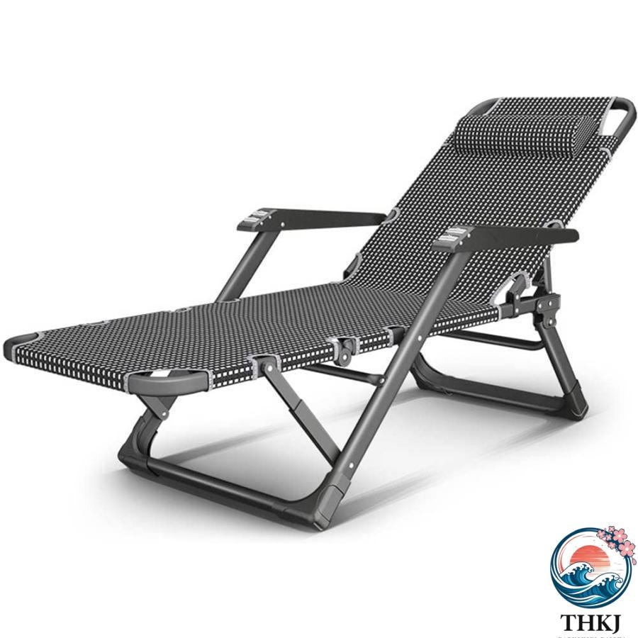 リクライニングチェア 折りたたみチェア チェアーベッド 耐荷重100KG THKJ 枕つき 多段階調整 折り畳み式 省スペース マッサージレスト ゼロ おしゃれ_2