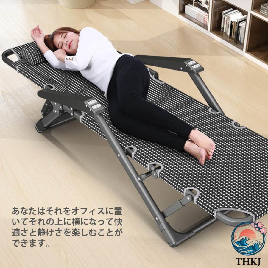 リクライニングチェア 折りたたみチェア チェアーベッド 耐荷重100KG THKJ 枕つき 多段階調整 折り畳み式 省スペース マッサージレスト ゼロ おしゃれ_7