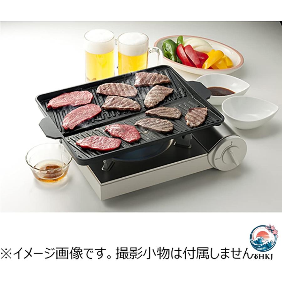 焼肉 サムギョプサル ヘルシー グリル プレート カセットコンロ 専用 角型 THKJ 余分な油が落とせる 溝付きプレート 集めた油がプレート外へ落ちるデザイン_10