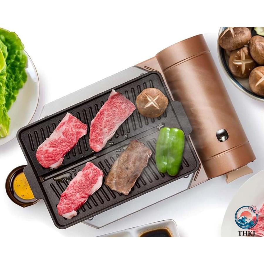 焼肉 サムギョプサル ヘルシー グリル プレート カセットコンロ 専用 角型 THKJ 余分な油が落とせる 溝付きプレート 集めた油がプレート外へ落ちるデザイン_4
