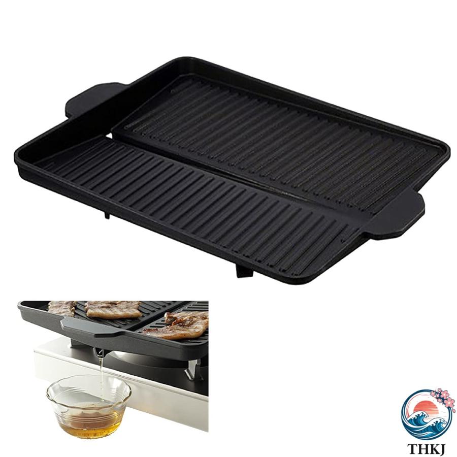 焼肉 サムギョプサル ヘルシー グリル プレート カセットコンロ 専用 角型 THKJ 余分な油が落とせる 溝付きプレート 集めた油がプレート外へ落ちるデザイン_7