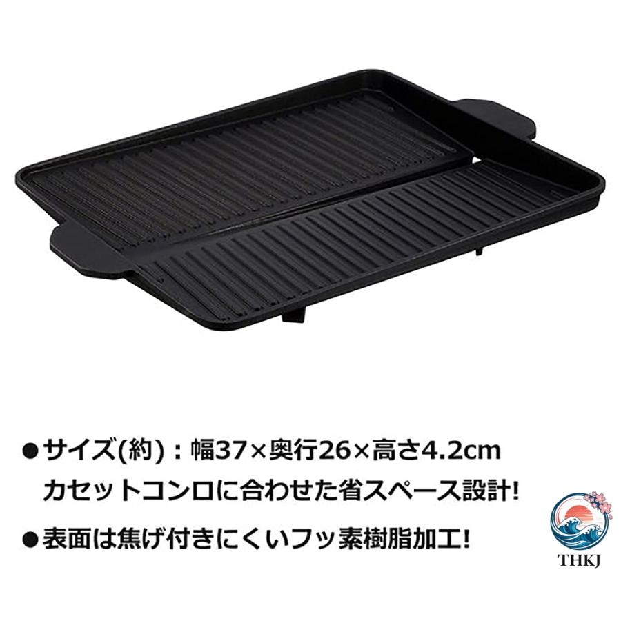焼肉 サムギョプサル ヘルシー グリル プレート カセットコンロ 専用 角型 THKJ 余分な油が落とせる 溝付きプレート 集めた油がプレート外へ落ちるデザイン_9