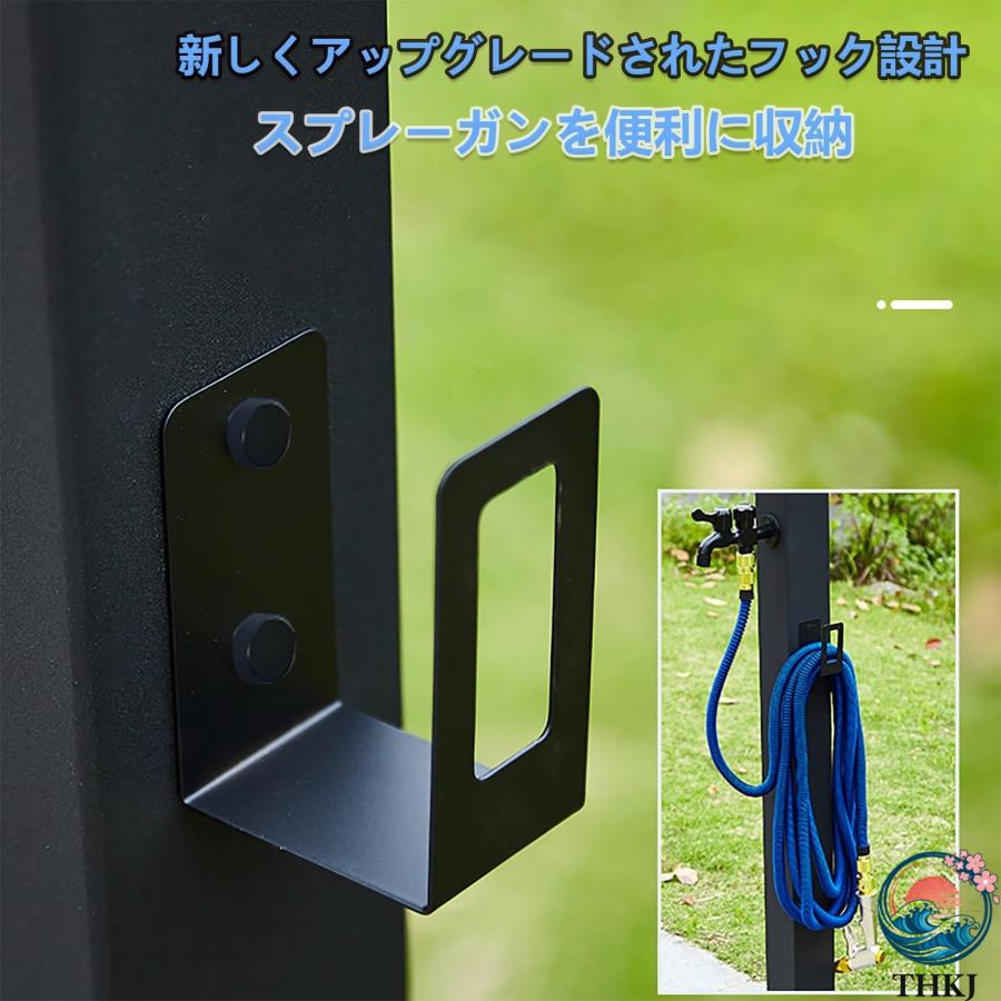 屋外水栓 立て水栓 蛇口付き 10Mウォータースプレーガン付き 黒 水栓柱 THKJ パステンレス鋼 頑丈で耐久性のある 水栓柱パン ガーデン水栓柱 屋外用不凍塔水栓_3