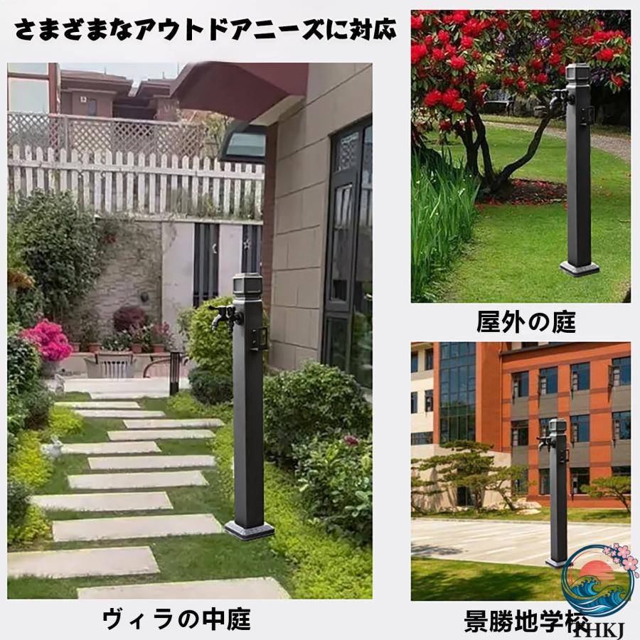 屋外水栓 立て水栓 蛇口付き 10Mウォータースプレーガン付き 黒 水栓柱 THKJ パステンレス鋼 頑丈で耐久性のある 水栓柱パン ガーデン水栓柱 屋外用不凍塔水栓_6