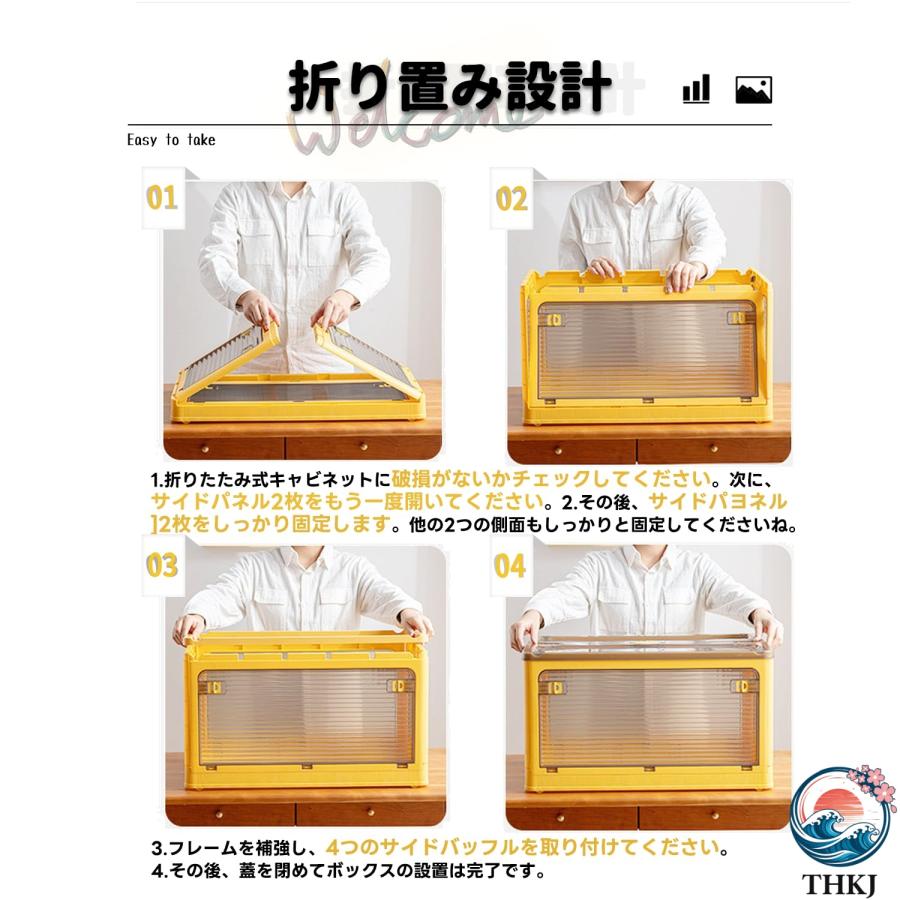折りたたみ収納ボックス キャスター付き 蓋付き 多機能 クリアプラスチック THKJ 衣類 布団 おもちゃ用 大容量 防塵 防カビ 防湿 無臭 耐重 積み重ね可 家庭の画像