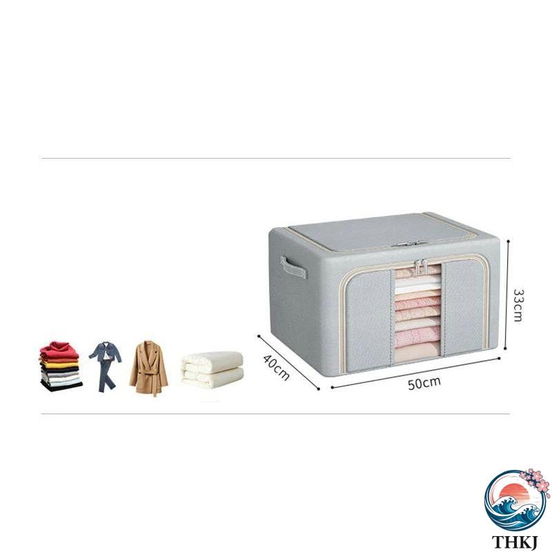 収納 ボックス フタ付き 布 2枚入 折りたたみ 窓付き 蓋付き 前開き THKJ 積み重ね 66L 衣類 収納袋 衣装 ケース 大容量 中身が見える おしゃれ 空間になじむ_9