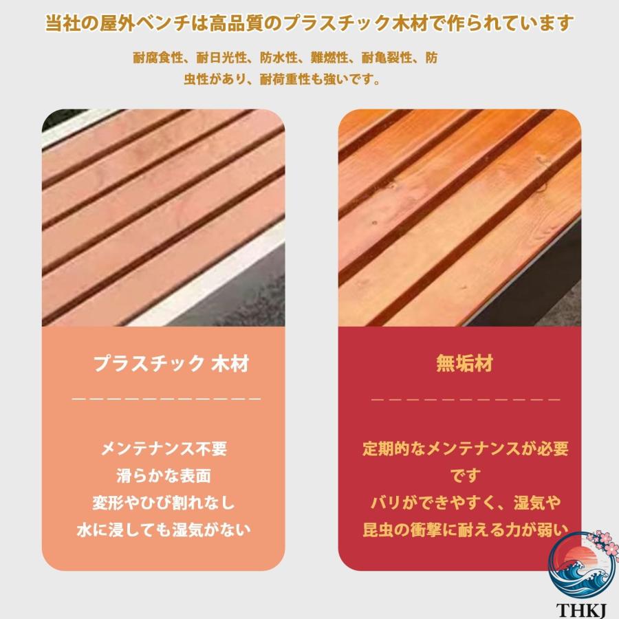 ガーデンベンチ 屋外用ベンチ 庭 ベンチ ガーデンチェア ガーンベンチ バルコニー THKJ 幅120 150 180cm 防水 腐食防止 金属フレーム ステンレス鋼 木材プラスの画像