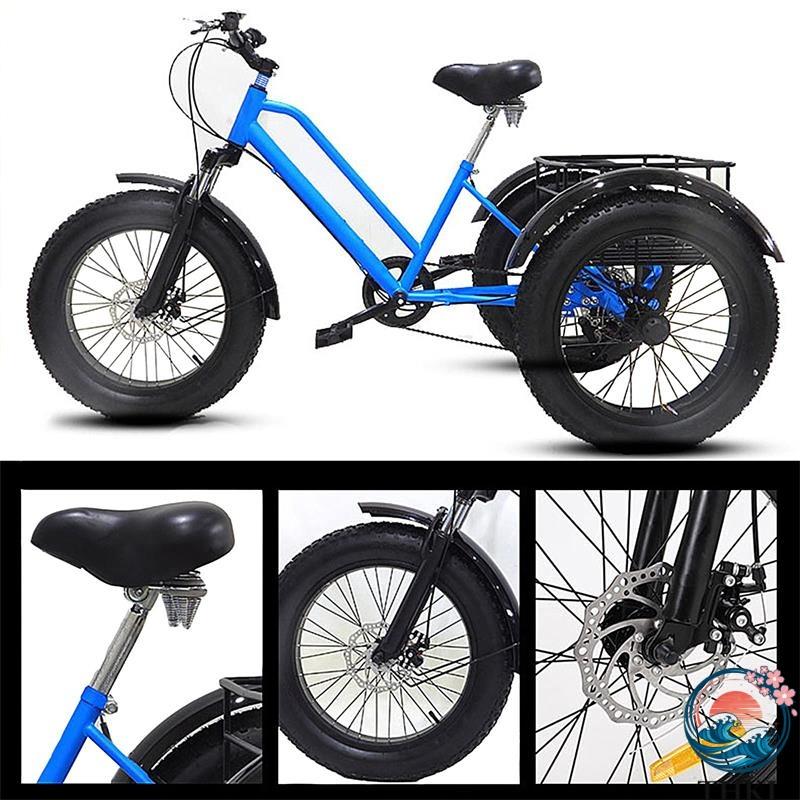 大人の三輪車自転車20 \"バスケット付き ショッピング用の7スピードアダルトトライク THKJ ファットバイクスノートライク 設置ツール 大人用の快適な三輪車の画像