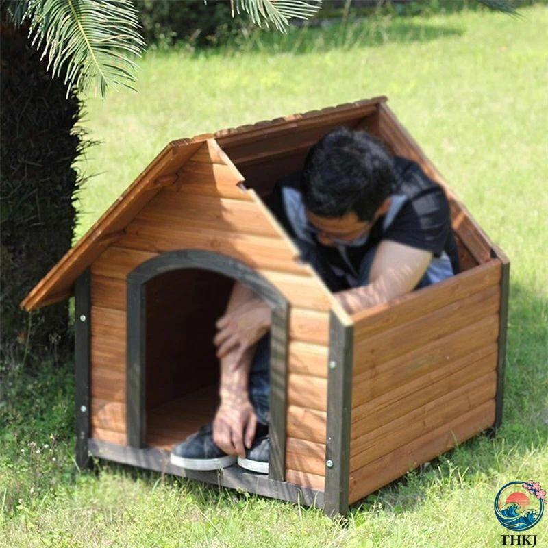 犬小屋 ペット犬小屋 木製ペット犬小屋 屋外 耐候性 THKJ 防水 ペットハウス 天然木製犬小屋 床上げ式 使いやすい お手入れ簡単 快適 ペットも快適 おすすめ_4