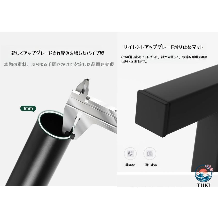 ベッドフレーム 折り畳みベッド セミダブルベッド 横幅120cm すのこベッド THKJ 完成品 木製+スチール 組立不要 木製ベッド 通気性 持ち運び 150*194CM_3