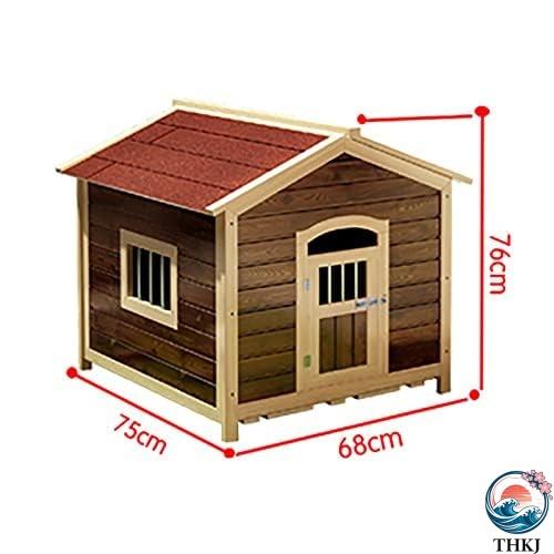 ウッドドッグハウス 無垢材の犬小屋 防雨 THKJ 防水ドッグハウス大型犬用ケージ屋外ペットハウス 屋外炭化ウッドドッグハウス 使いやすい お手入れ簡単の画像