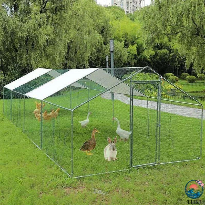 金属製 鶏小屋 大型ウォークイン 鶏肉ケージ スパイア型 チキンラン THKJ 防水 紫外線防止カバー付き 屋外 裏庭 農場用 長さ1.5M×幅2M×高さ2M 使いやすいの画像